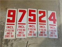 Set of 5 double sided number signs