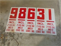 Set of 5 double sided number signs