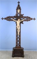 19th C. Gothic Oak Crucifix Raffl Paris