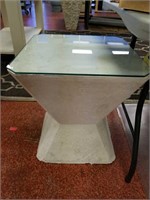 White glass top end table