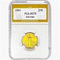 1991 1/4oz $10 AGE PGA MS70