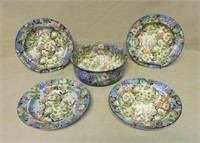 Crown Ducal Ware Blue Chintz Salad Set.