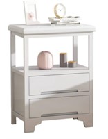 White End Table with 2 Drawers-No Assemb