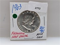 1963 90% Silv Franklin Half $1 Dollar