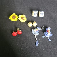 Vintage Earrings. Flower, apples & more!