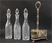 Silver Plated Liquor Caddy (3) Waterford Decanters