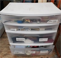 4 Drawer Organizer w/ Assorted Sewing Tools &