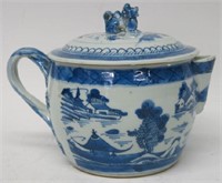 CHINESE CANTON CIDER PITCHER WITH FOO DOG FINIAL
