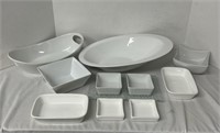 White Porcelain Glass Bowl Set With Dipping Bowls