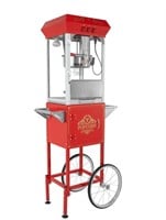 850-Watt 8 oz. Red Popcorn Maker on Wheels Kettle