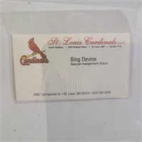 Bing Devine St. Louis Cardinals Business Card