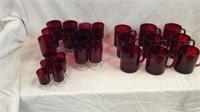 Collection of cranberry cups and goblets