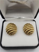 14k Yellow Gold Pierced Earrings 
Marked Jtl