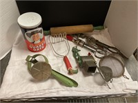 Lot of antique kitchen utensils