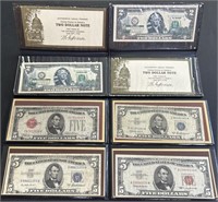 $5 Silver Certificates & Early $2 Bills; $24 Face
