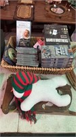 Lot of CDs Cassettes VHS and Snowman on Sled