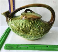 McCoy pottery green brown daisy teapot