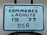 Bicycle License Plate Commerce Lachute 1977 056