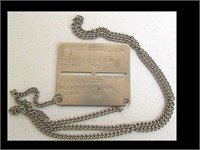 BELGIUM ARMY DOG TAG AND CHAIN