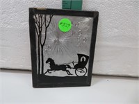 Vintage Horse & Buggy Silhouette Picture 5" x 4"