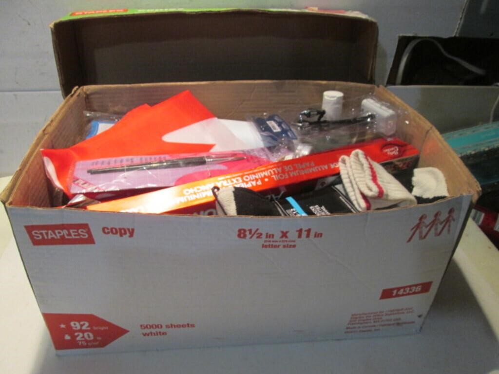 BOX FILLED WITH VARIOUS ITEMS