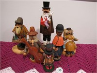 Lot of 6 Vintage German Wooden Figurines