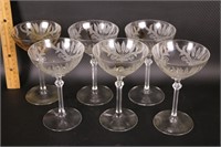 6 Fostoria Fern Champagne/Tall Sherbet Glasses