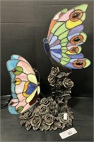 Tiffany Style Stained Glass Butterfly Table Lamp.