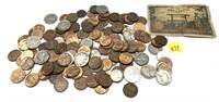 Lot, U.S. and world coins with silver, 132 pcs.