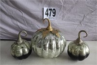 (3) Glass & Metal Pumpkins