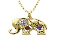 Genuine Gemstone & Diamond Accent Elephant Pendant