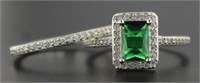 Emerald Cut 2 pc Emerald Bridal Set
