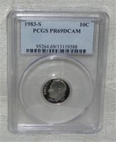 1983-S Roosevelt Dime Graded PCGS PR69DCAM