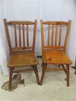 PAIR PRIMITIVE HANDMADE KITCHEN CHAIRS