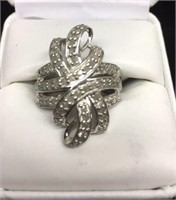Diamond Ribbon Ring, Size 6.5