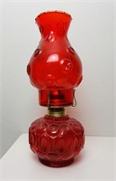 LE Smith Moon and Stars Ruby Red Oil Lamp 11.75"