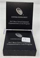 (2) 2017 Boys Town Cent. Dollars Proof