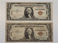 2 - $1 Silver Certificate Hawaii War Notes