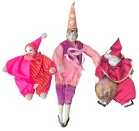 3 Porcelain Jester Dolls