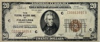 1929 U.S. $20 NATIONAL CURRENCY NOTE - PHILADELPHI