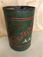 Castrol 5 gallon oil drum with embossed letters