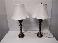 Bronze Toned Table Lamps w/ Custom Shades