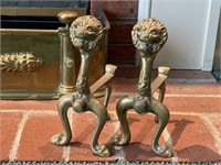 Brass Lion Andirons