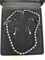 Pearl and Silver Necklace and Earrings