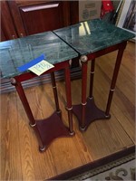 Pair of Stone Top Side Tables/Stands