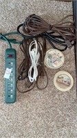 Power surge strip, extension cords, two sets of