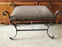 Cast Iron Bench with Animal Print Upholstery