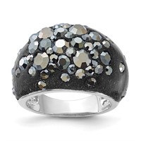 Sterling Silver- Black Clay Austrian Crystal Ring