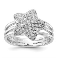 Sterling Silver- Austrian Crystal Star Ring