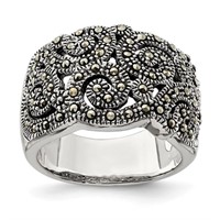 Sterling Silver- Modern Design Marcasite Ring